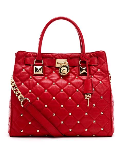 michael kors hamilton studded quilted satchel|Michael Kors Hamilton studded bag.